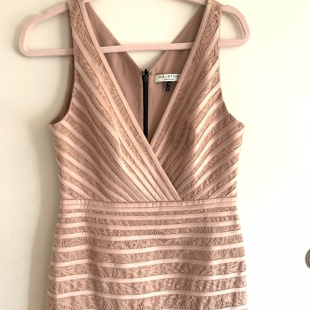 Elegant Halston gown in Nude lace